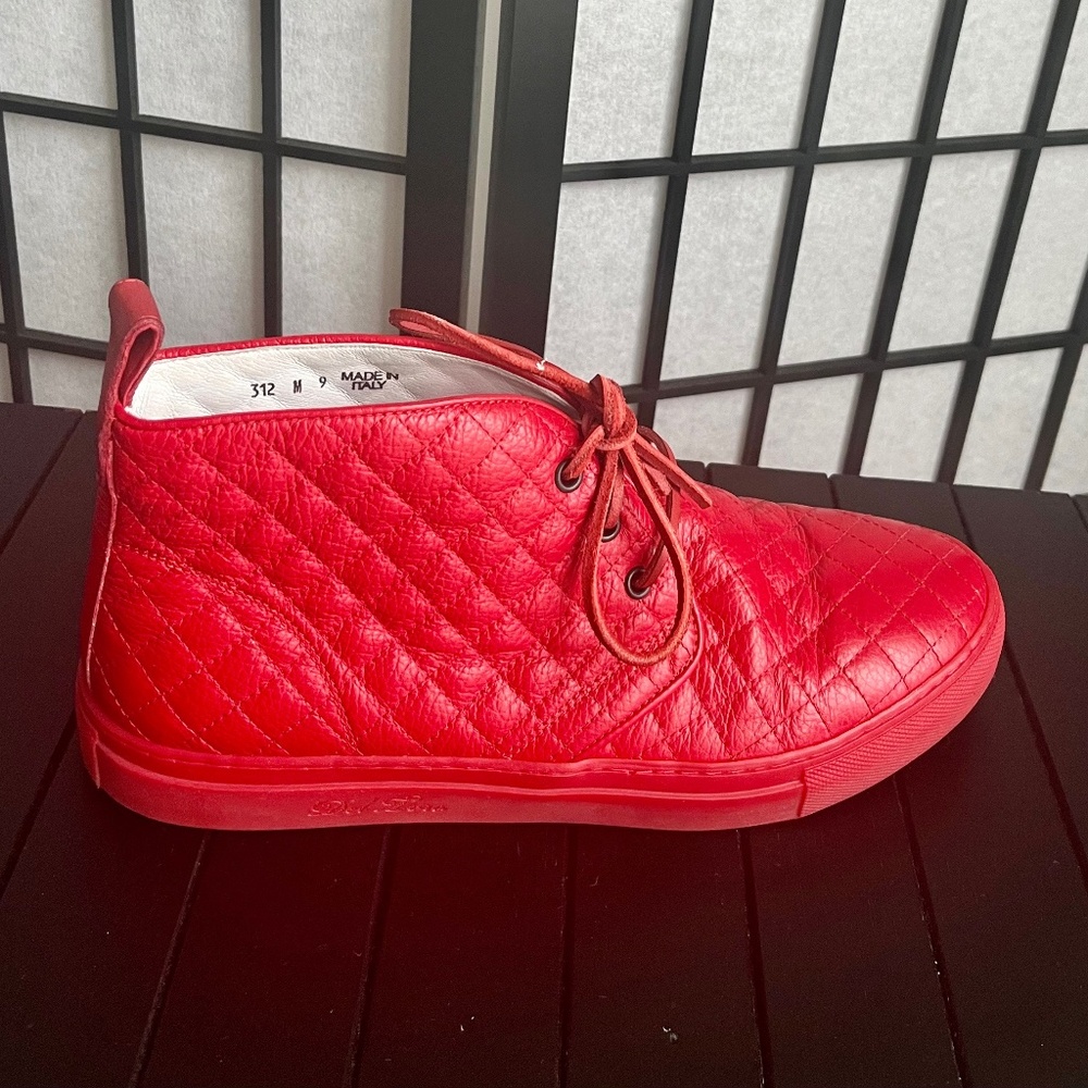 Del Toro Alta Men’s Luxury Red Quilted Leather Chukka Sneaker Size 9 US / 42 EU